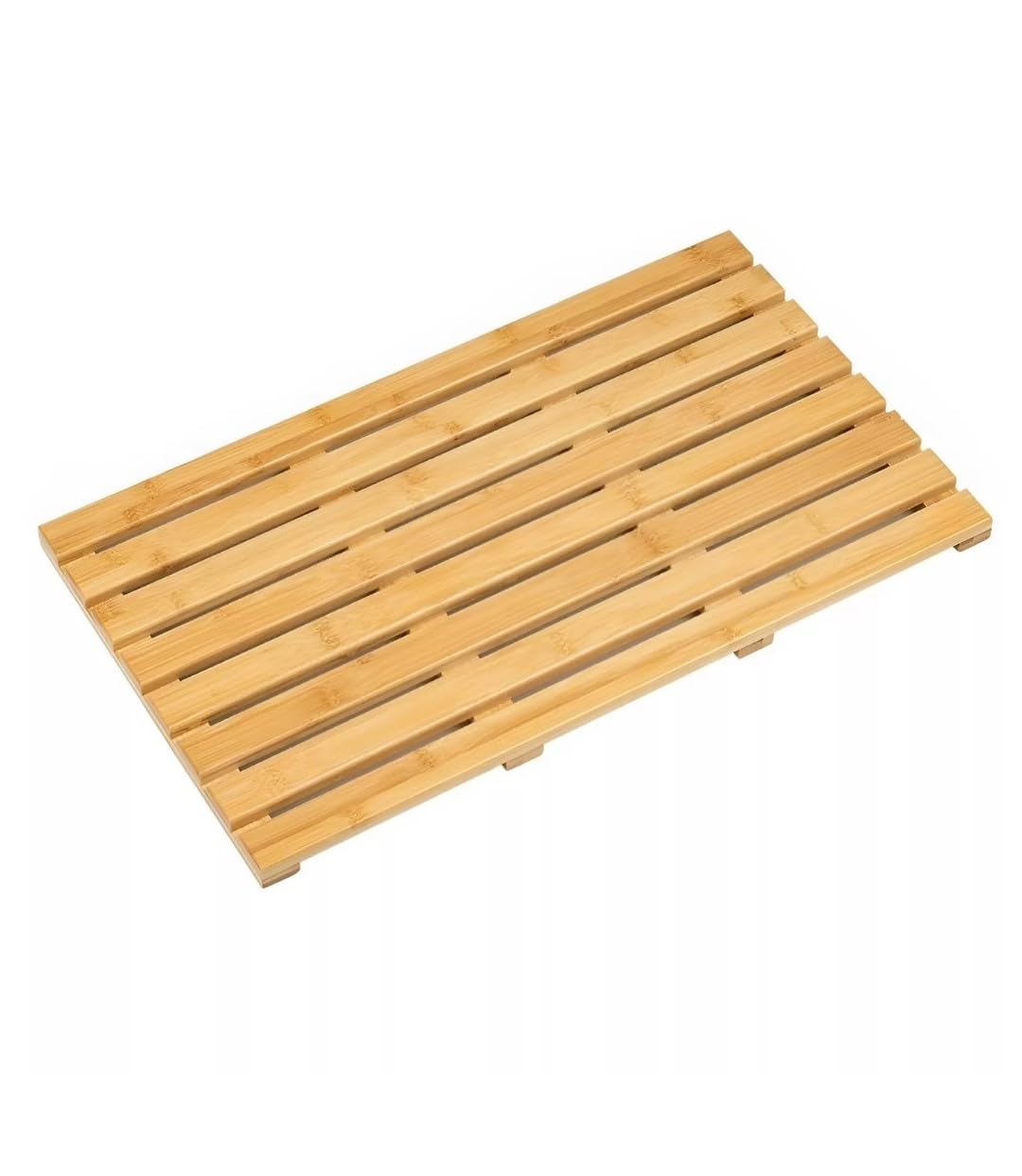 Natural Bamboo Wooden Bath Mat Duckboard | Bath Mats for Bathroom, Outdoor Shower & Spa, Multipurpose Bamboo Mat with Anti Slip Rubber Feet Duckboard Large 60 * 37 * 2.8 Centimetres