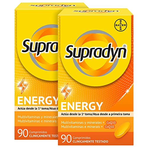 Supradyn Multivitaminas, Energy, 180 comprimidos, 6 Meses de Suministro, Complejo Vitaminico completo, Vitamina B12, B6, Coenzima q10, Sin Gluten y Sin Lactosa, Multivitaminico para hombres y mujeres