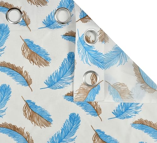 Image of Yarnis Feather Printed Light-Filtering Curtains 9 Feet Long for Long Door Living Room, Aqua Blue, Parda, 1 Piece