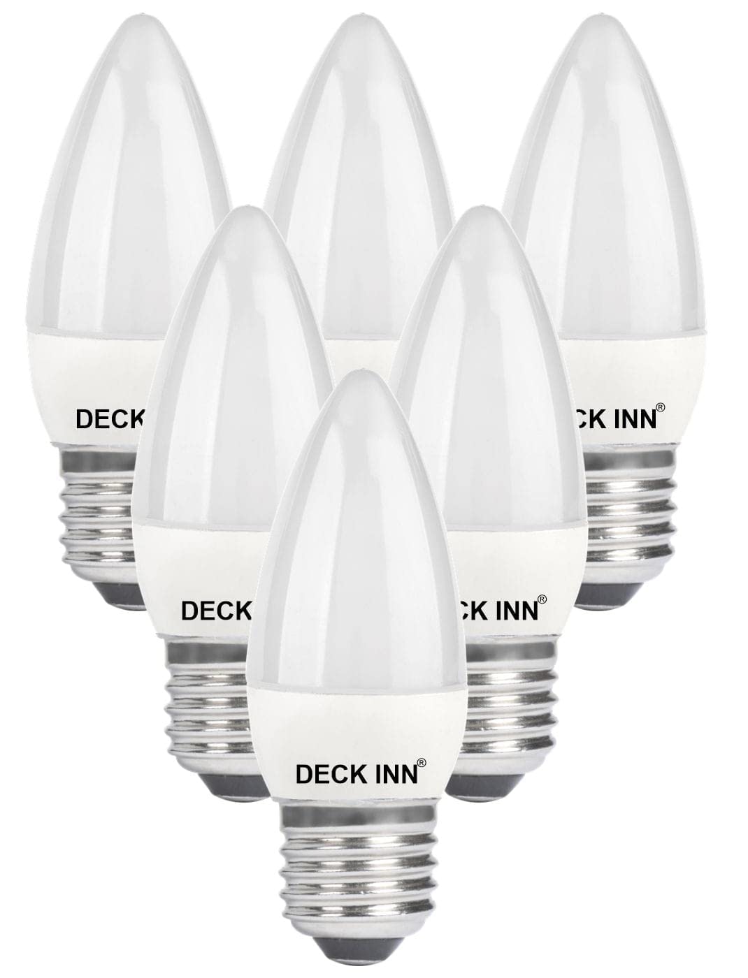 DECK INN Pack of 4 E27 LED Candle Light Bulbs,40W Incandescent Bulb Equivalent, 5.5W, 470lm, Warm White 2700K Non-Dimmable, C35 ES Edison Screw LED Bulbs[Energy Class A+]