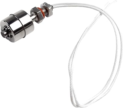Stainless Steel Vertical Water Level Sensor Float Switch, 100V Dc 0.5A, Sus304 Material, 61Mm Length With 350Mm Cable, For Liquid Level Control In Water Treatment