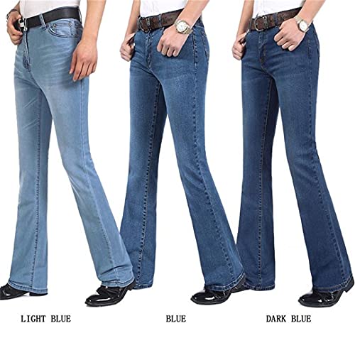 Men's Business Casual Boot Cut Jeans Mid Waist Flares Pants Plus Size 27-382