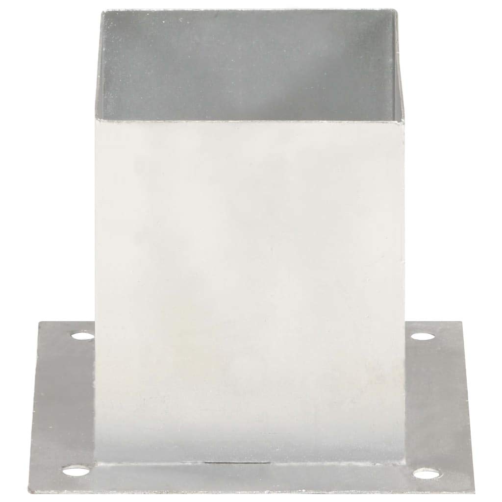 Anclajes para postes, 4 unidades, metal galvanizado, 121 mm | Para tubos cuadrados, atornillado al suelo, resistente al óxido, para hormigón y madera
