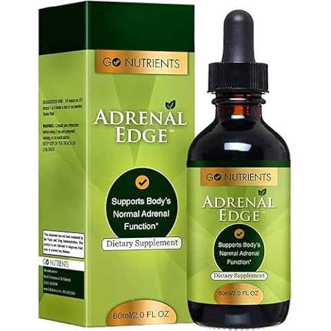 Go Nutrients Adrenal Edge Stress Relief & Cortisol Management Supplement with Astragalus Ginkgo, Eleuthero Supports Healthy Energy Levels, Promotes Restful Sleep & Adrenal Health 2.0 oz. | 48 Servings Cover