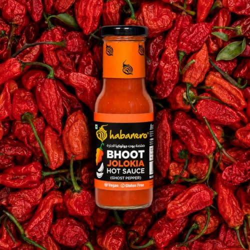 Image of Habanero Bhoot Jolokia Sauce | World's Hottest Ghost Pepper | Extra hot | Use as Condiment, Marinade or dip | 200g | Vegetarian | Vegan & Gluten Free | Enjoy 10 Servings