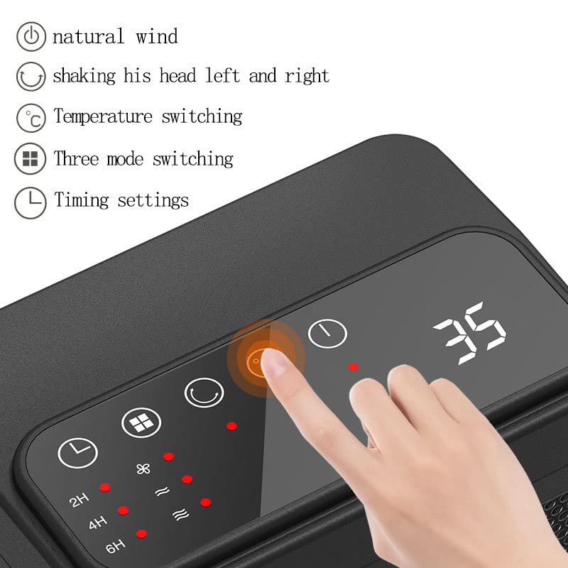 Ventilatorkachel 1500 W, PTC-keramische verwarming met afstandsbediening en touchscreen, ventilatorkachel, energiebesparend, stil, 60 graden oscillatie, 12 uur, met drie modi, oververhittings- en kantelbeveiliging, geschikt voor ruimtes tot 50 ㎡ - Afbeelding 6