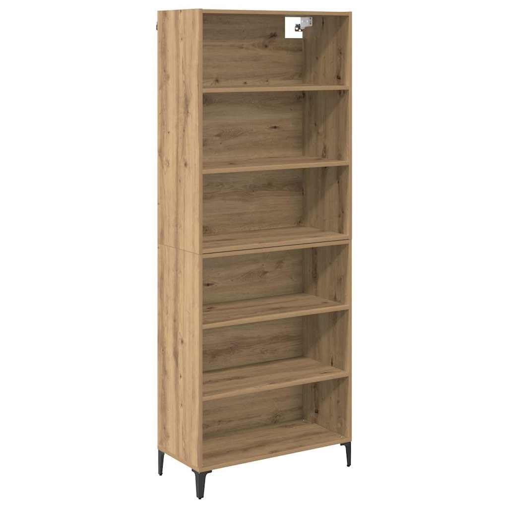 vidaXL Highboard Artisan Oak 69.5 x 34 x 180 cm Engineered Wood, Living Room Sideboard, Rectangular Storage Unit, Modern Furniture, Engineered Wood Cabinet, Space Saving, Multi-Functional