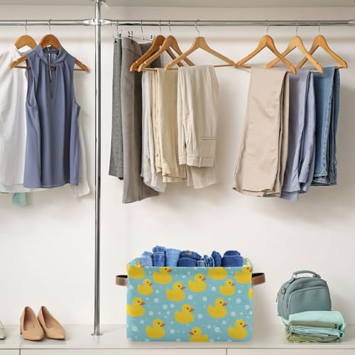 Image of Aslsiy Storage Basket Cute Yellow Ducks-2 Nursery Bins Baby Canvas Box Clothes Shelf Basket Laundry Hampers 1 Pcs