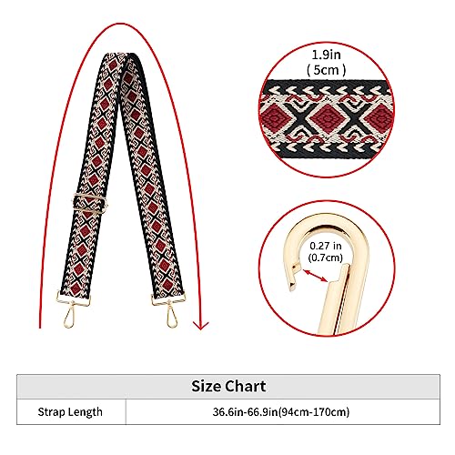 Image of Wide Shoulder Strap Adjustable Replacement Belt Guitar Style Crossbody Bag Handbag Strap Multicolor Canvas Straps(Wide:2in)(Color56)
