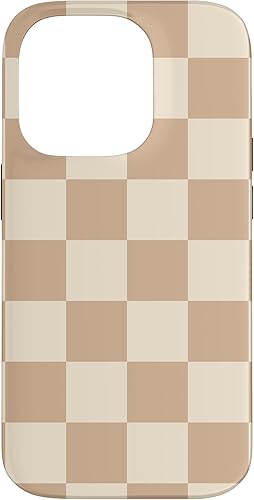 Funda de tablero de ajedrez marrón beige claro para iPhone 14 Pro