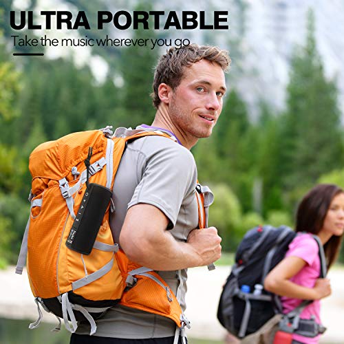 Waterproof Portable Bluetooth Speaker with Crystal Clear Stereo Sound, Rich Bass, 66 ft Wireless Range, Built-in Mic, IPX6, for Home, Shower, Travel, Outdoor Speaker -Black