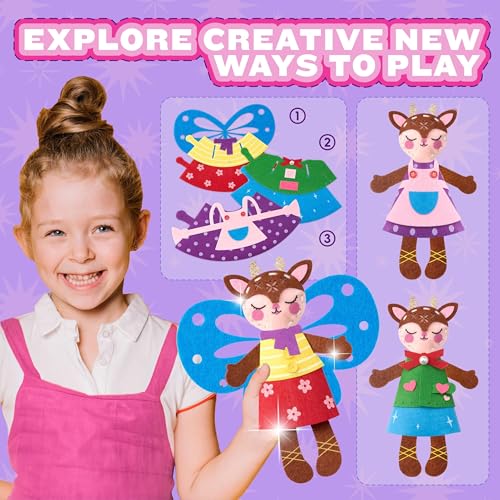 VigorFun-Sewing-Kit-for-Kids-Beginner-Arts-and-Crafts-Make-DIY-Projects-of-Fairy-Tale-World-Felt-Sewing-Craft-Kits-Educational-Toys-Birthday-Christmas-Gifts-for-Girls-Kids-Age-4-6-7-8-10-12