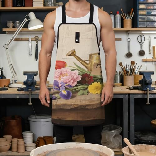 Delantal de trabajo para hombre con 9 bolsillos color negro miniatura 4