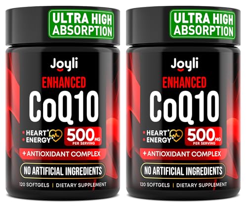 JOYLI Nutrition 2 Pack CoQ10 500mg - High Absorption Coenzyme Q10 Supplement - Co Q 10 for Energy & Vitality - Alternative to CoQ10 400mg & 300mg - 240 Softgels