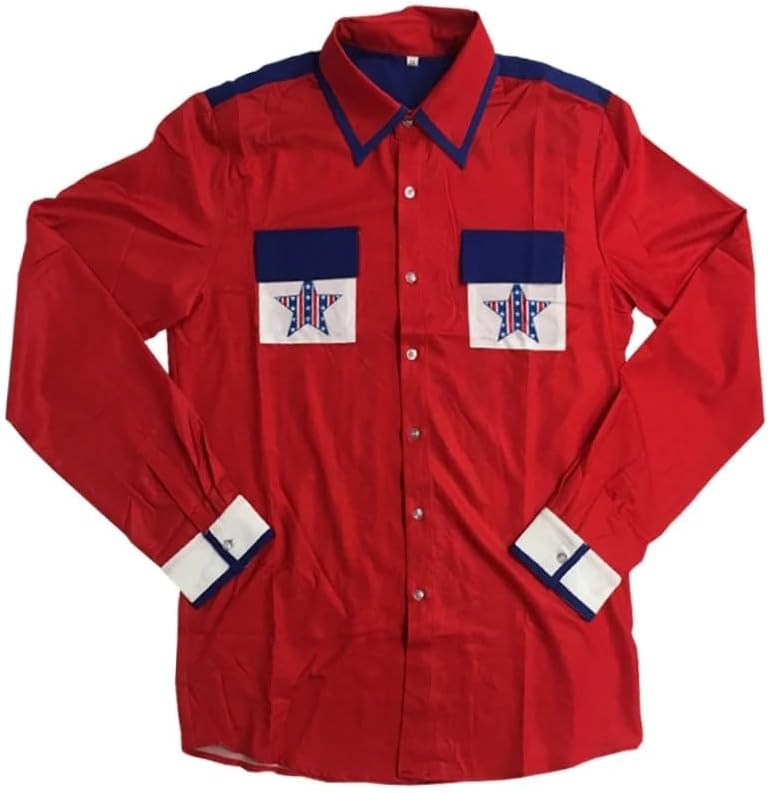 Roy Munson Bowling Shirt - Costume & Everyday Wear Long Sleeve Button Up - 90s Bowler Comedy Movie - Red White & Blue