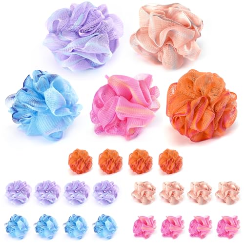Mini Shower Loofah 20 Pack for Travel Portable Bath Sponge