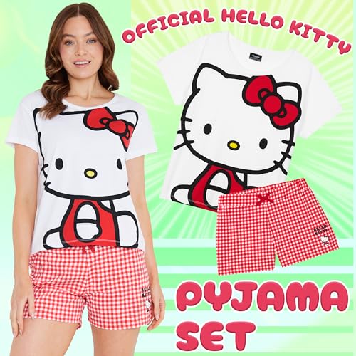 Image of Hello Kitty Womens Pajamas Short Sleeve Anime Summer PJs Kawaii Clothes Cute Pajama Set
