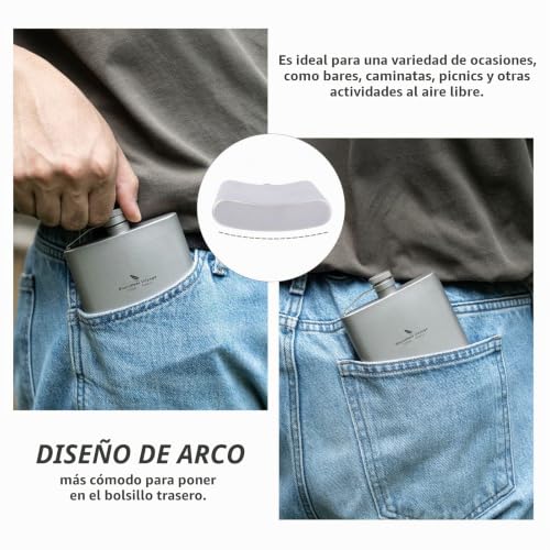 Miniatura 7 de Boundless Voyage Petaca Portátil De Titanio De 200 Ml Para Acampar Al Aire Libre, Botella De Bebida Para Whisky, 7 Onzas