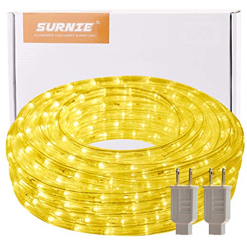 SURNIE Rope Lights Outdoor Waterproof 50ft Rope Lighting 110V Warm White Led Strip Lights Cuttable Connectable for Deck Patio, Indoor Outside Use