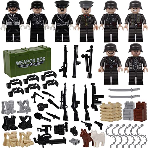 ZOTIN Lot de 8 mini figurines militaires de la Seconde Guerre mondiale avec pistolet à arme, soldat militaire pour enfants, cadeaux d'anniversaire