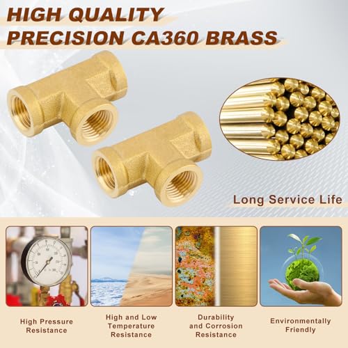 Image of 5pcs 1 /8 inch NPT Female Pipe to 1 /8 inch NPT Female Pipe to 1 /8 inch NPT Female Metals Brass Barstock Street Tee Pipe Hose Fitting