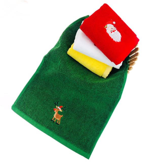 Dusenly 2pcs Christmas Hand Towels Red Green Christmas Bathroom Towel for Hand Face Gym Xmas Holiday Party Home Gift - Image 3