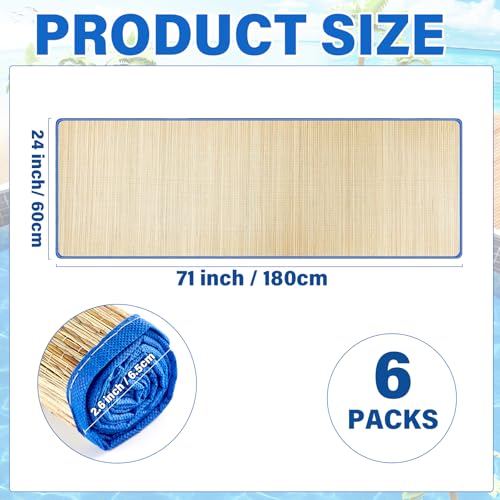 Conderyang 6 Packs Straw Beach Mat Non Slip Straw Foldable Lightweight Multi-Purpose Mat for Sunbathing Floor Yoga Picnics Camping Party Festivals Outdoor Activities