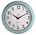 Kiera Grace Wall Clock, 9.5 Inch, Retro Mint ClassicWall Clocks Battery Operated, Vintage Silent Non Ticking Home Decor for Living Room, Kitchen, Bathroom