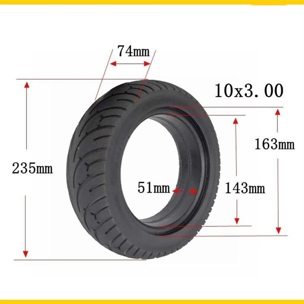 Neumático para Patinete eléctrico, 10 x 3,00, neumático Macizo, 10 Pulgadas, Tubo Exterior Engrosado, Rueda Compatible con Patinete eléctrico 255 x 80