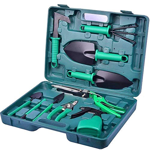 CHUCKSSS-DS-00019 Gartenwerkzeug-Set, 10-teilig, ergonomischer Rutschfester Griff inkl. Schaufel Sprüher Rechen Unkrautkelle mit Tragetasche Gartenarbeit Geschenke für Männer & Frauen Cover