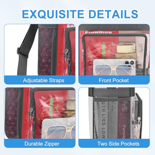 Image of Busiuw Clear Bag for Stadium Events, Stadium Approved 12x12x6 Clear Tote Bag for Sport Fan, Work Concert Travel