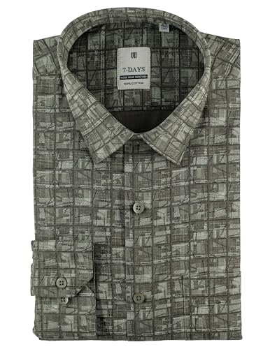 Image of 7-DAYS Men's Premium Printed Shirt - 100% Cotton, Regular Fit, Full Sleeve, with Pocket - Versatile for Formal Occasions and Casual Wear