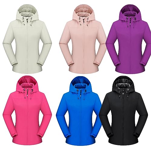 Chaqueta impermeable mujer senderismo softshell con capucha ajustable para otoño invierno 4