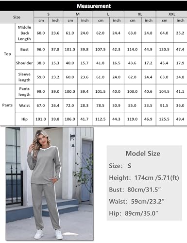 Image of Marvmys Women Long Sleeve Tracksuits Fashion 2 Piece Lounge Set Travel Outfits Jogger Set