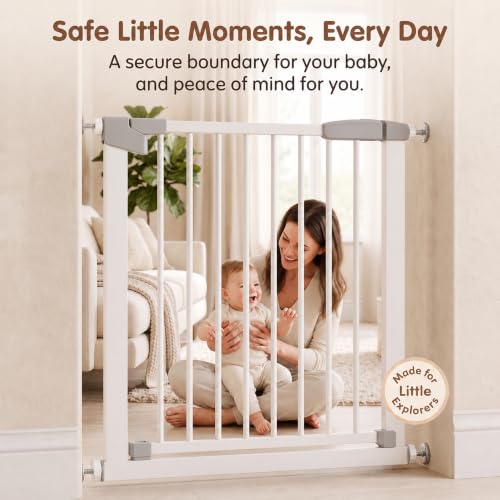 Image of StarAndDaisy Baby Safety Gate for Stairs, Doorways & Hallways, Child Safety Gate with Dual Lock, Auto-Close, No Drill Pressure Mount, Staircase Gate Baby Safety | Safety Gate for Kids Home | Black