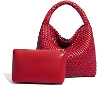 Vista 1 de Bolsos de cuero para mujer, bolsos de hombro de moda, bolso de mano tejido, bolso de mano con asa superior, bolsas de cubo