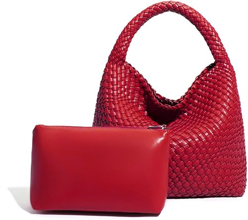 Bolsos de cuero para mujer, bolsos de hombro de moda, bolso de mano tejido, bolso de mano con asa superior, bolsas de cubo