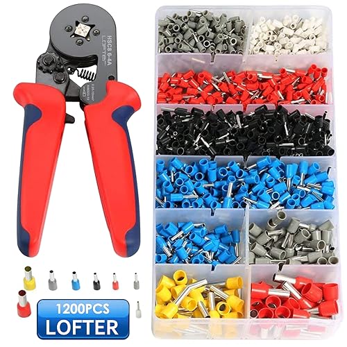 Sainlogic Juego De Punteras Para Cables Alicates Para Punteras Con Juego De Férula De Extremo De Alambre Con 1200 Piezas Terminales Eléctricos 0,25-10,00 Mm²