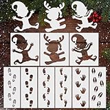 12pcs Wichtel Schablonen Weihnachten Wichtel Tür Zubehör Zeichenschablonen Rentier Fußabdrücke Handabdrücke Kunststoff Malschablonen zum Malen Weihnachtsschablonen für Wand Böden Fenster Karten
