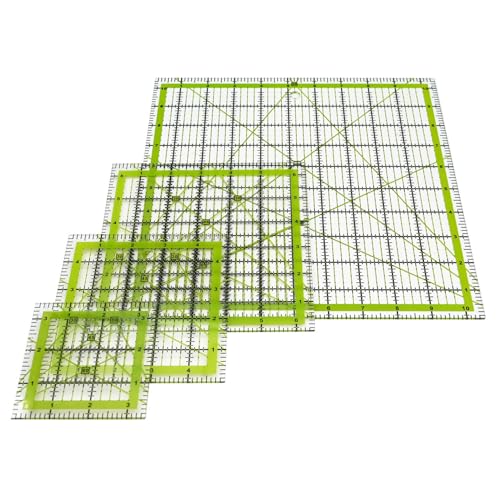 Quilting Rulers,LINXIAO 4 Piece Quilting Templates Acrylic Rulers Green(3.5"x3.5",5"x5",6.5"x6.5",10.5"x10.5")