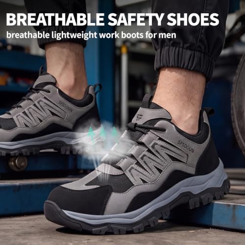 Image of Steel Toe Safety Shoes for Men Light Comfort Work Shoes.