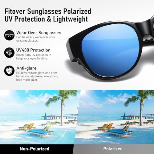 Image of HAOLOTA Fit Over Glasses Sunglasses for Women Polarized | Over Glasses Sun Glasses, UV400 Polarized Lens, Trendy Cat Eye Sunglasses, Lightweight and Flexible, Driving, Daily Use