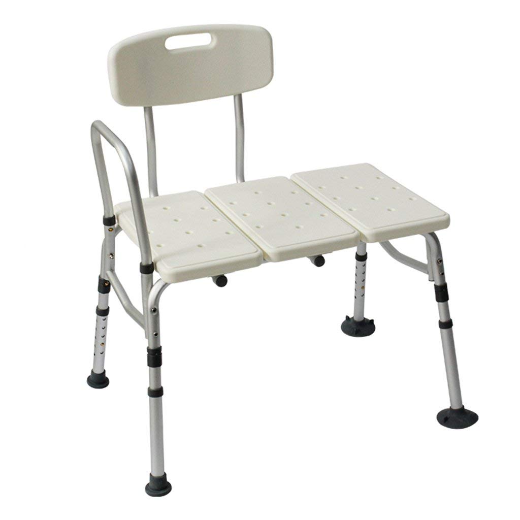 Chaise de douche réglable blanche avec accoudoirs et dossier en aluminium
