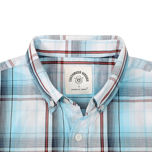 Image of Dubinik Mens Short Sleeve Button Down Shirts Soft Breathable Summer Vintage Regular Fit Lightweight Men's Casual Shirt