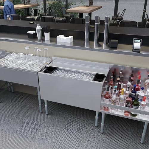 Image of AmGood 18.5 in. x 36 in. Underbar Ice Bin with Sliding Lid | NSF | Stainless Steel Ice Chest with Sliding Lid