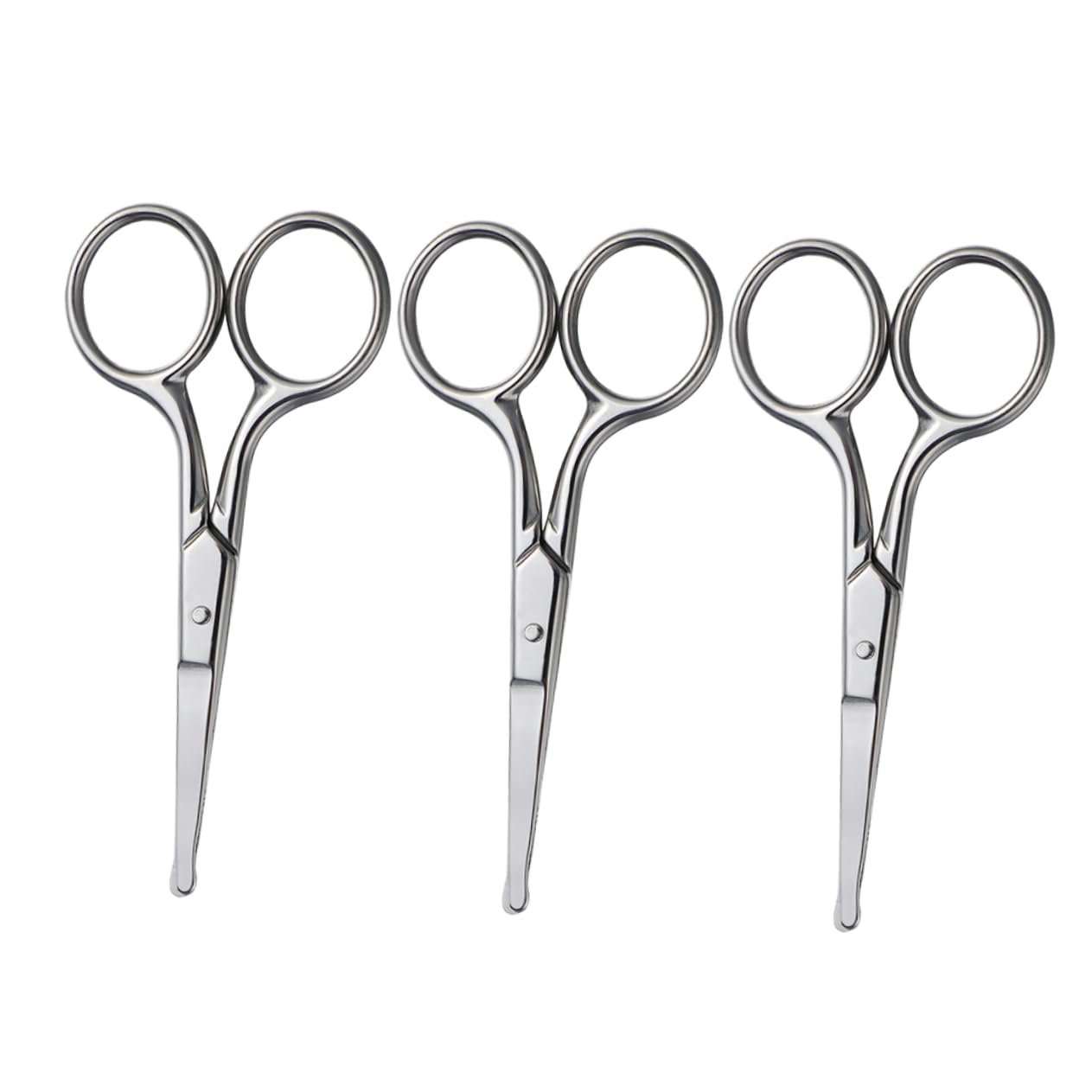 BIUDECO 3 Pcs Vibrissa Scissors Round Nose Scissor Nose Hair Scissors Nose Trimming Scissors Eyebrow Scissors Mustache Scissor Facial Scissors Safety Nose Hair Trimmer Silver