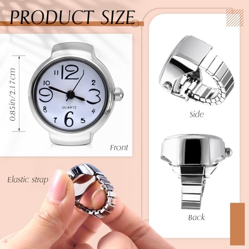 landical 10 pcs finger watches ring for women men adjustable clock rings bulk creative elastic round quartz finger ring watches