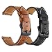 BIGTANG Vivoactive 3 Watch Band, 20mm Quick Release Genuine Leather Watch Strap for Garmin Vivoactive 3/ Forerunner 645 Music/Samsung Galaxy 42mm Smart Watch - Brown & Black [2 Pack]