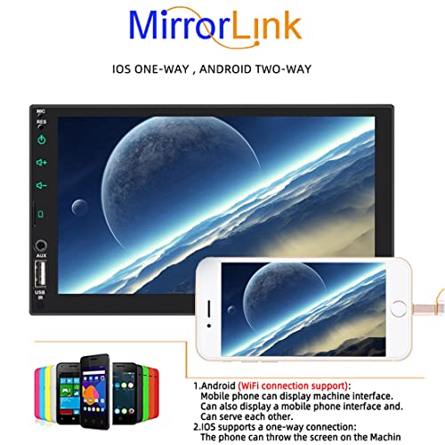 VIGORFLYRUN Bluetooth Car Stereo with Wireless Carplay Android Auto Double Din 7 Inch Touch Screen Car Radio Support FM AUX IN SWC USB TF Card Mirror Link for Android/iOS with Rear View Camera - Image 4