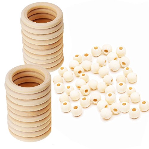 Assorted Macrame Wood Beads Macrame Large Hole Unfinished Wood Rings Circles Macrame Wall Hanging Craft DIY Kit